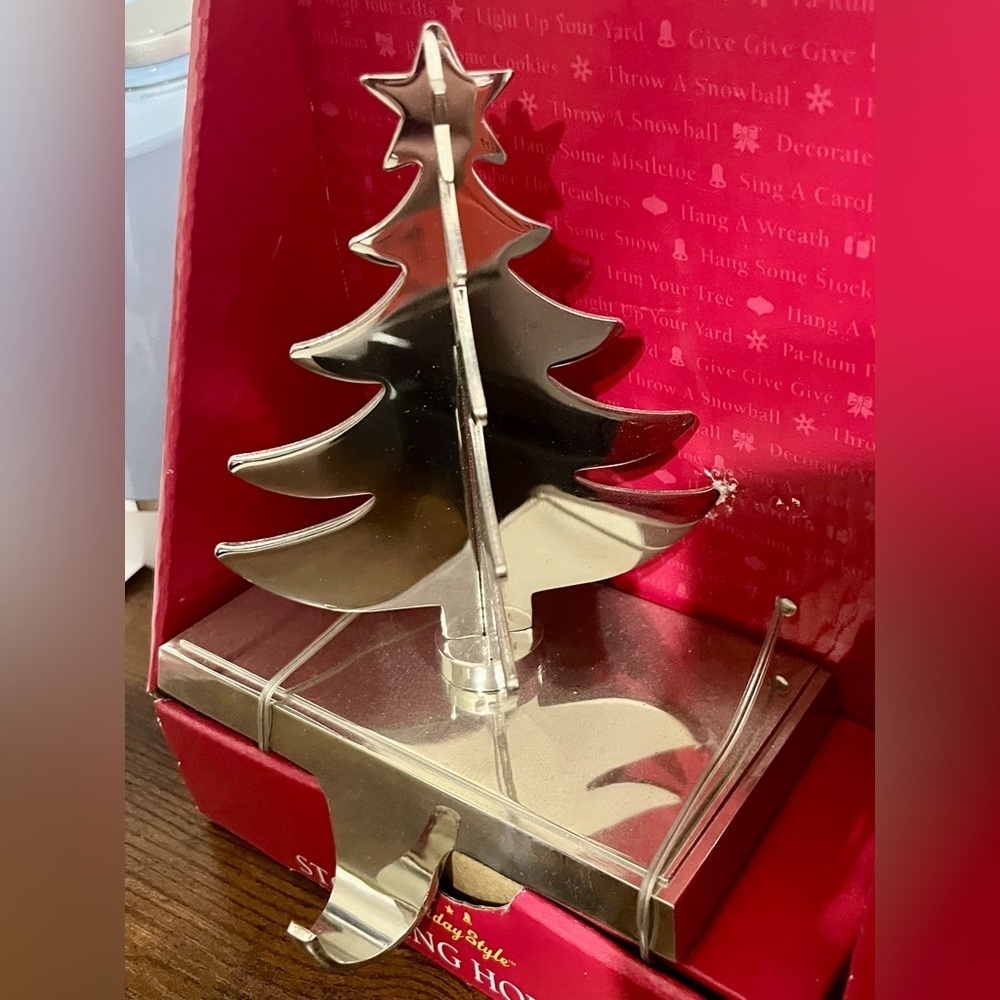 Shimmering Silver Holiday Tree Stocking Holder - Picture 4 of 4